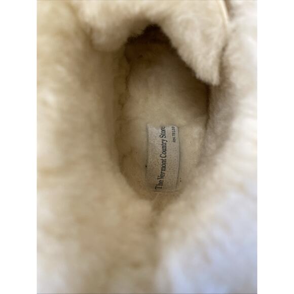 The Vermont Country Store Shearling Leather Bootie Slippers Soft Sole Sz 10 - Picture 10 of 12